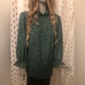 NEW Polkadot Halter Neck Vintage Style Green Blouse